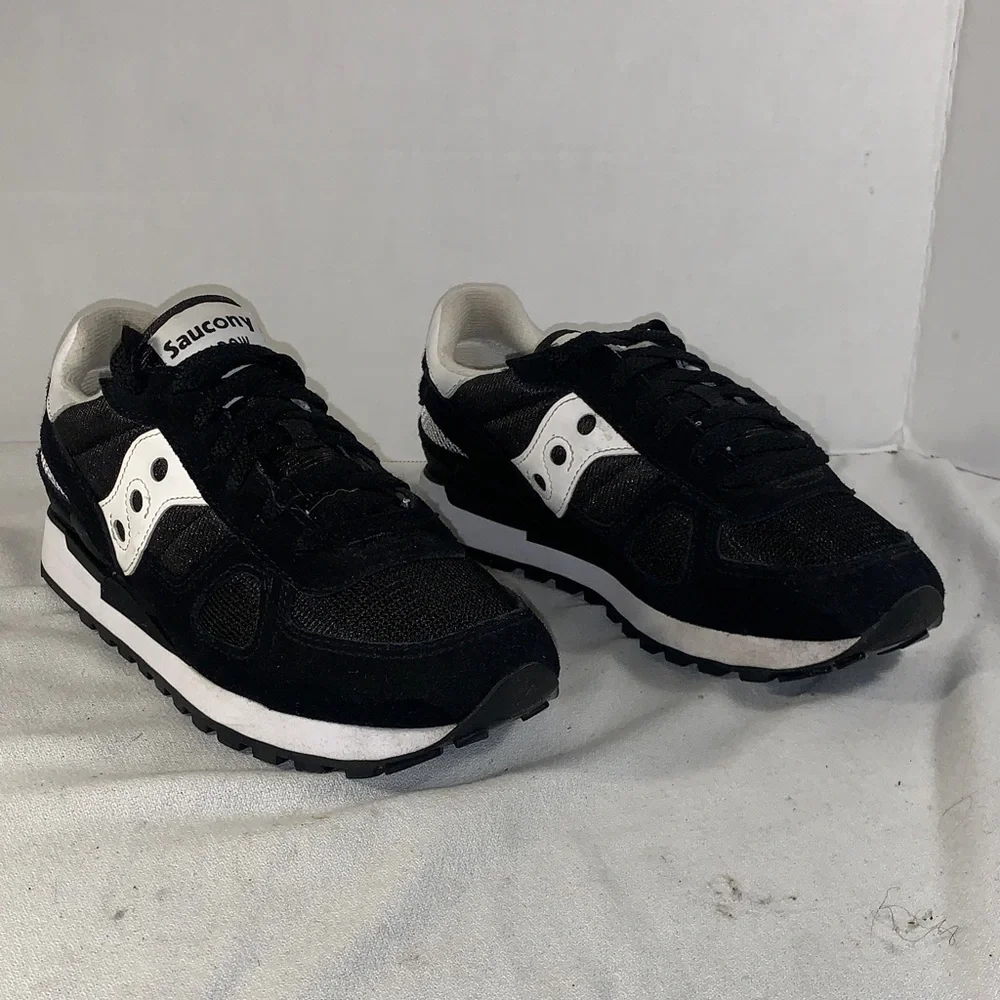 Men’s Saucony ‘Shadow Original’ Black/White Suede Sneakers